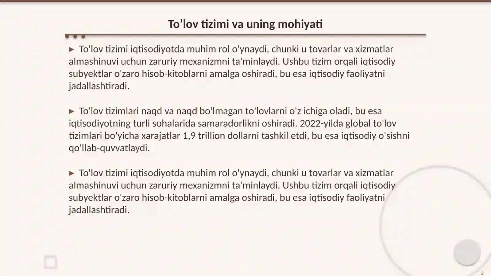 To’lov tizimi va uning srtukturasi 3