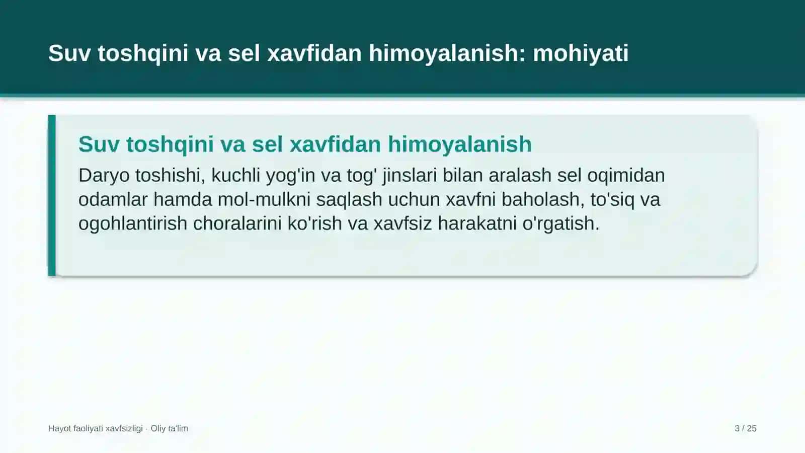 to'qimachilik korxonalarida suv toshqini va sel xavfidan himoyalanish 5946 3