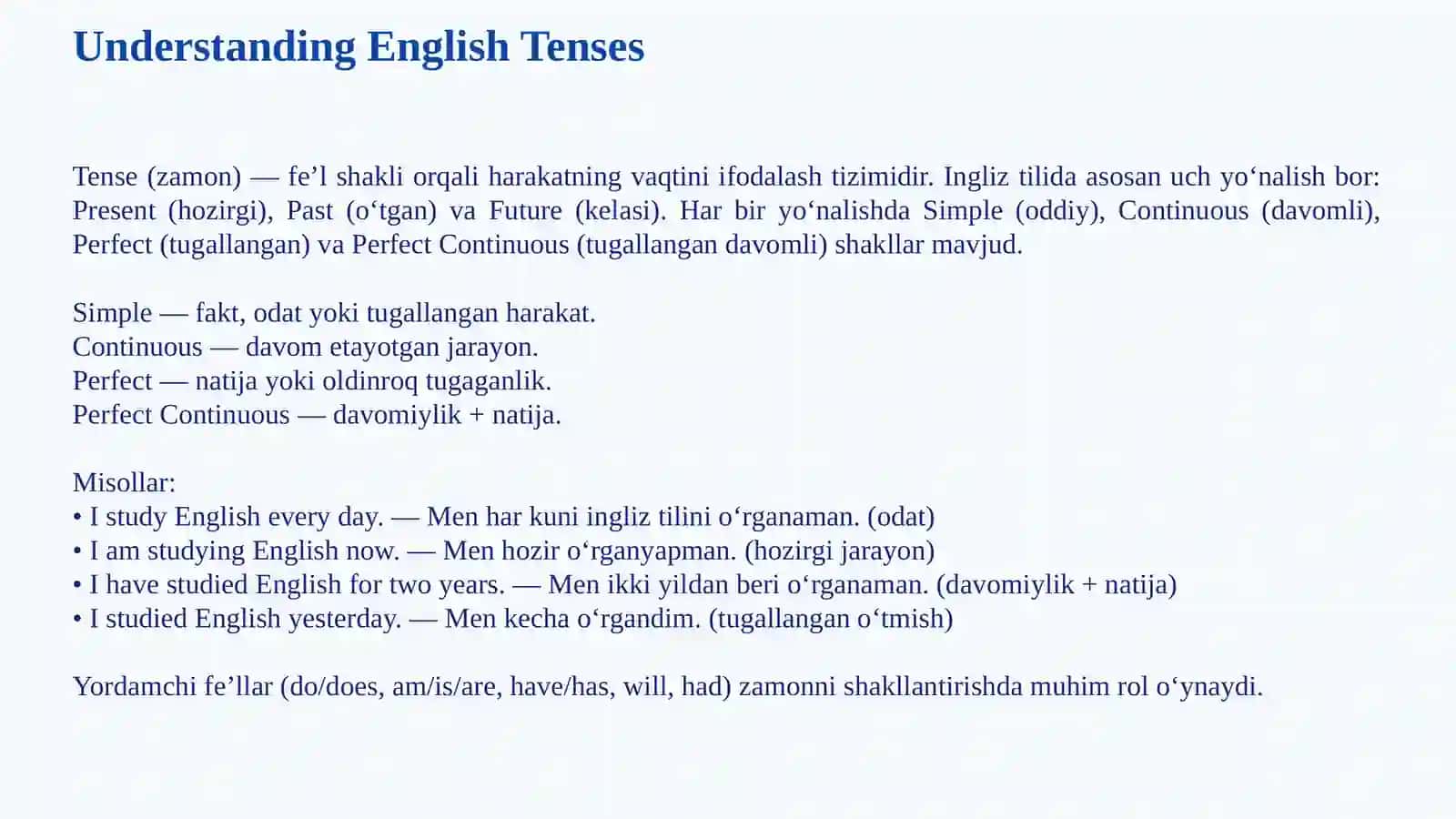 Ingliz tilidagi zamonlar — to‘liq qo‘llanma 3