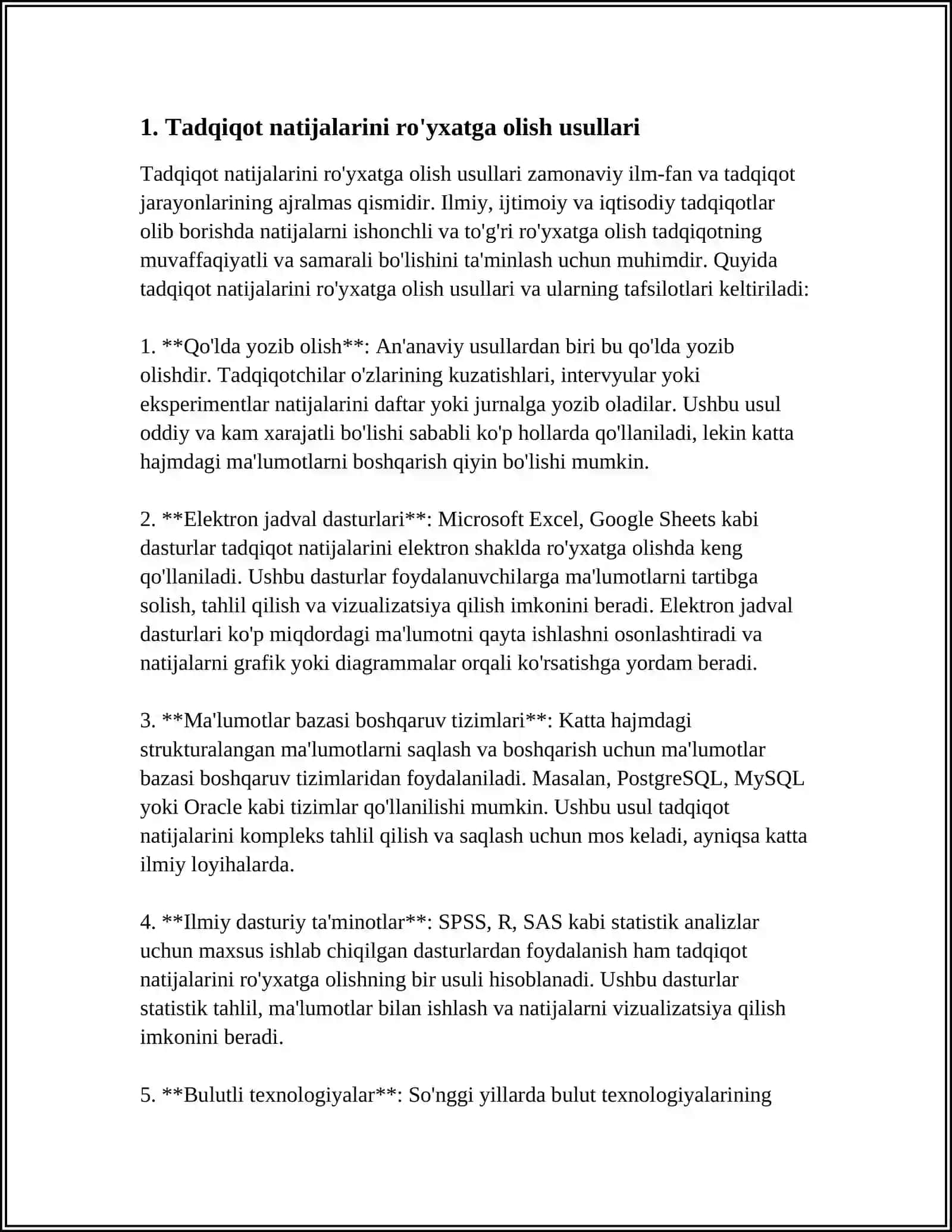 TADQIQOT NATIJALARINI RO‘YXATGA OLISH VA NASHR ETISH, ILMIY NASHRLAR TURLARI 3