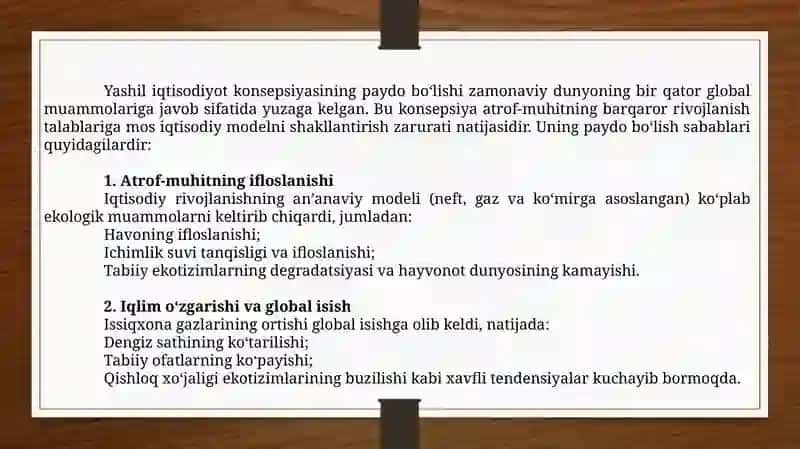 “Yashil iqtisodiyot” konsepsiyasining mohiyati va rivojlanish bosqichlari 3