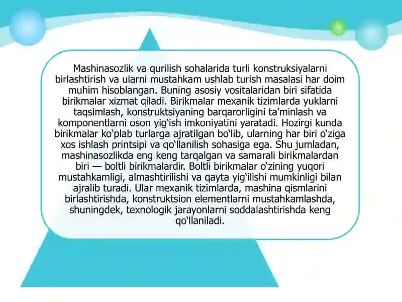 Boltli va parchin mixli birikmalar.Boltli birikmalar hisobi. Boltlar birikmalarda joylashtirilishi 3