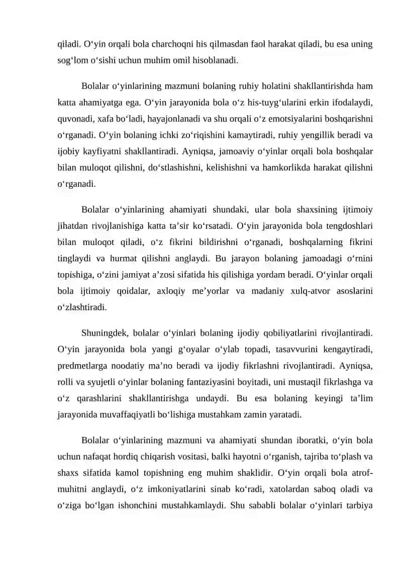 Bolalar o’yinlarining turkumlari 3