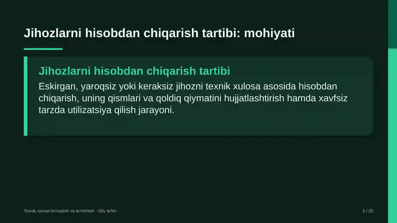 Zargarlik sanoatida jihozlarni hisobdan chiqarish tartibi 3