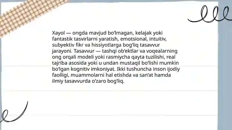 Xayol va tasavvur haqida tushuncha 3
