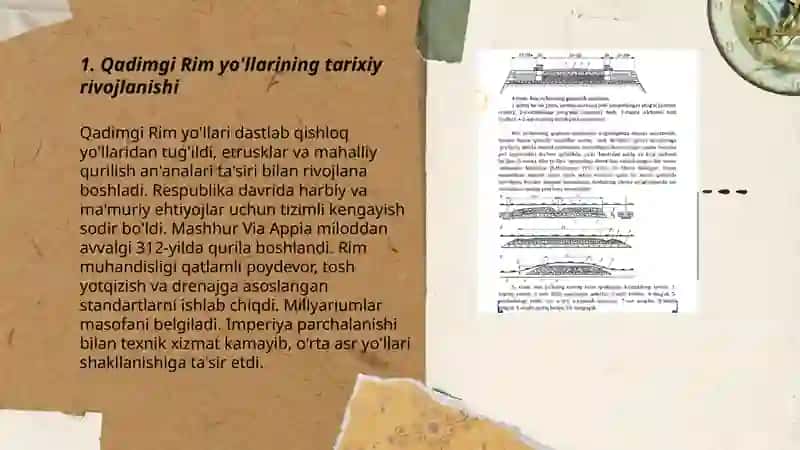 Qadimgi Rim yo'llarini va o'rta asr yo'llarining tuzilishini o'rganish 3
