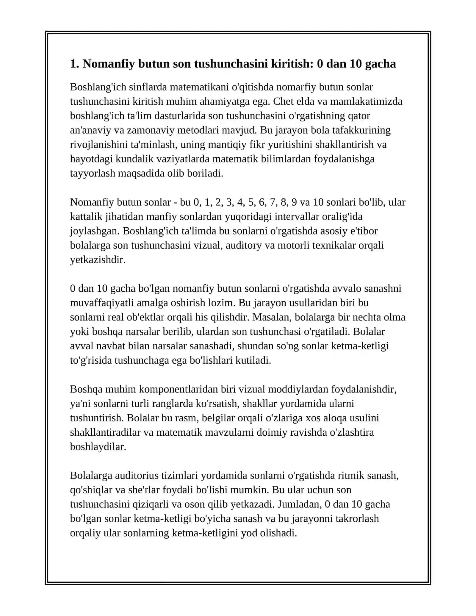 Nomanfiy butun sonlarni nomerlashga o'rgatish metodikasi 3