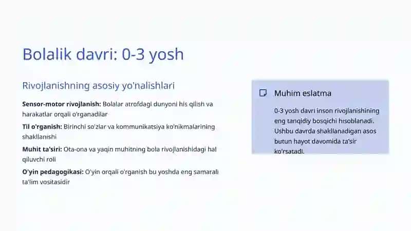 Yosh Davrlari Pedagogikasi: Bolalikdan Yetuklikka Ta'lim va Tarbiya 3