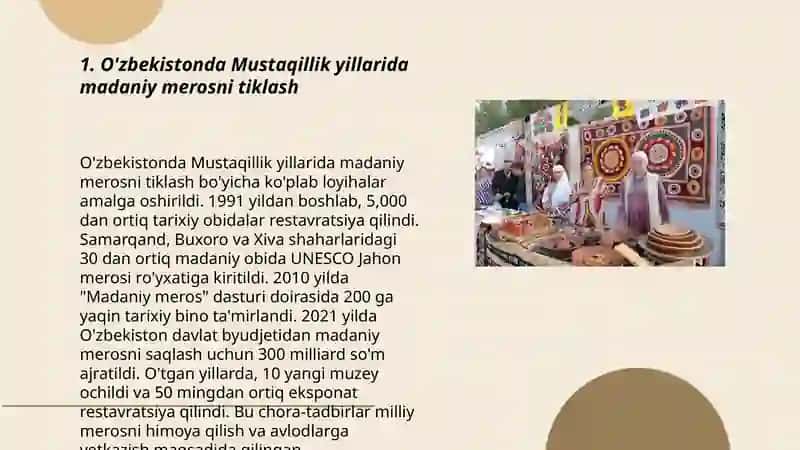 O'zbekistonda Mustaqillik yillarida madaniy merosni tiklash 3