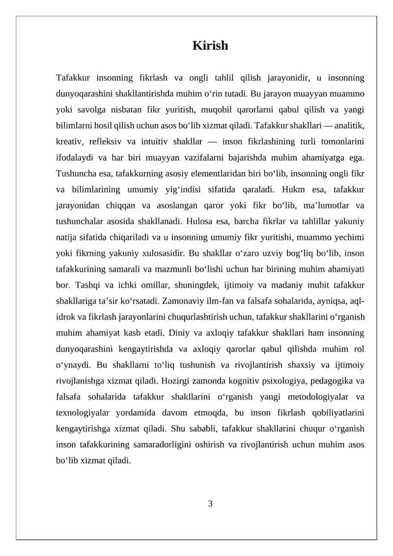 Tafakkur shakllari:TUSHUNCHA,HUKM VA HULOSA 3