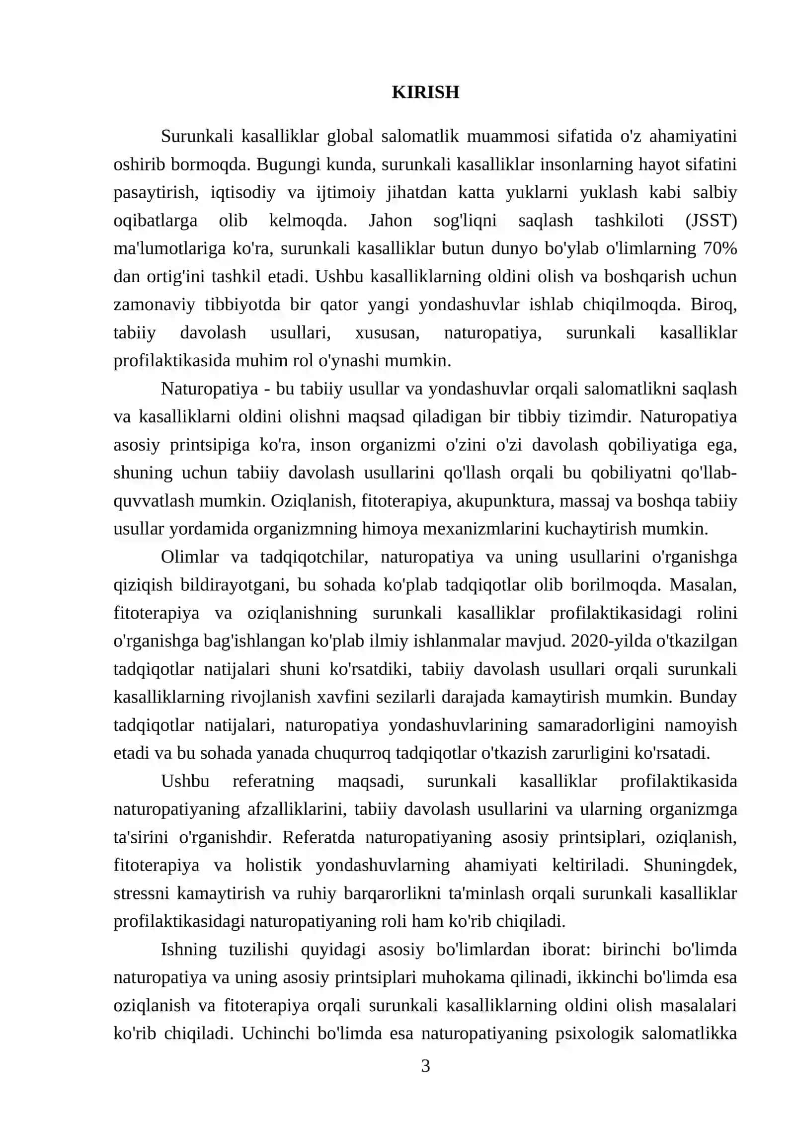 Surunkali kasalliklar profilaktikasida Naturopatiyaning afzalliklari 3
