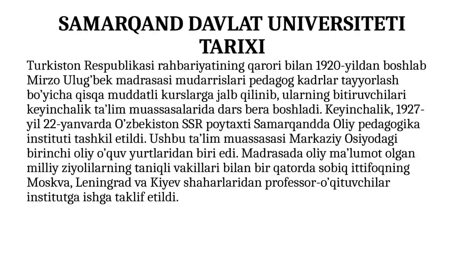SAMARQAND DAVLAT UNIVERSITETI TARIXI 3