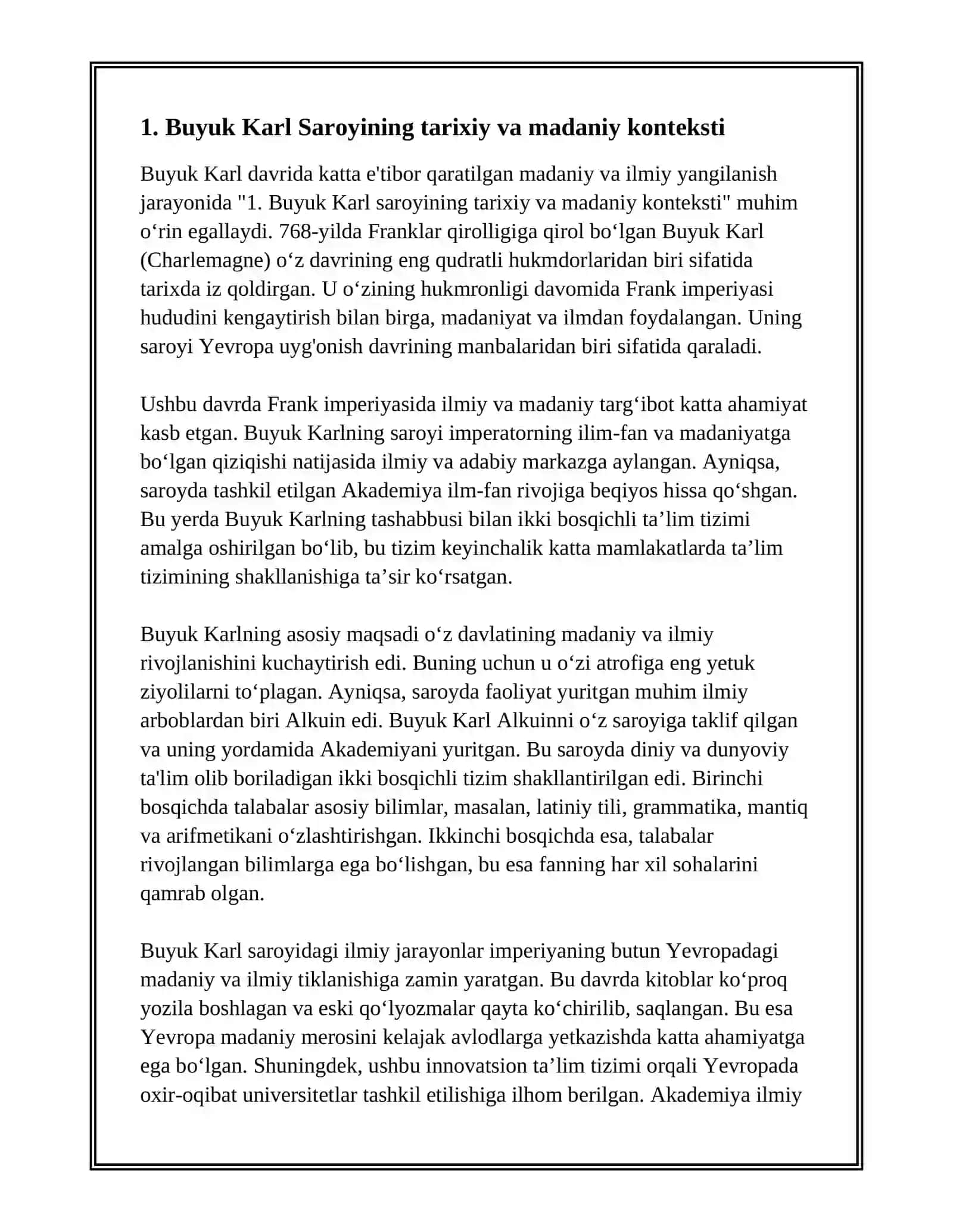 BUYUK KARL SAROYIDA IKKI BOSQICHLI TALIM TIZIMIDAN IBORAT AKADEMIYANING BARPO ETILISHI 3