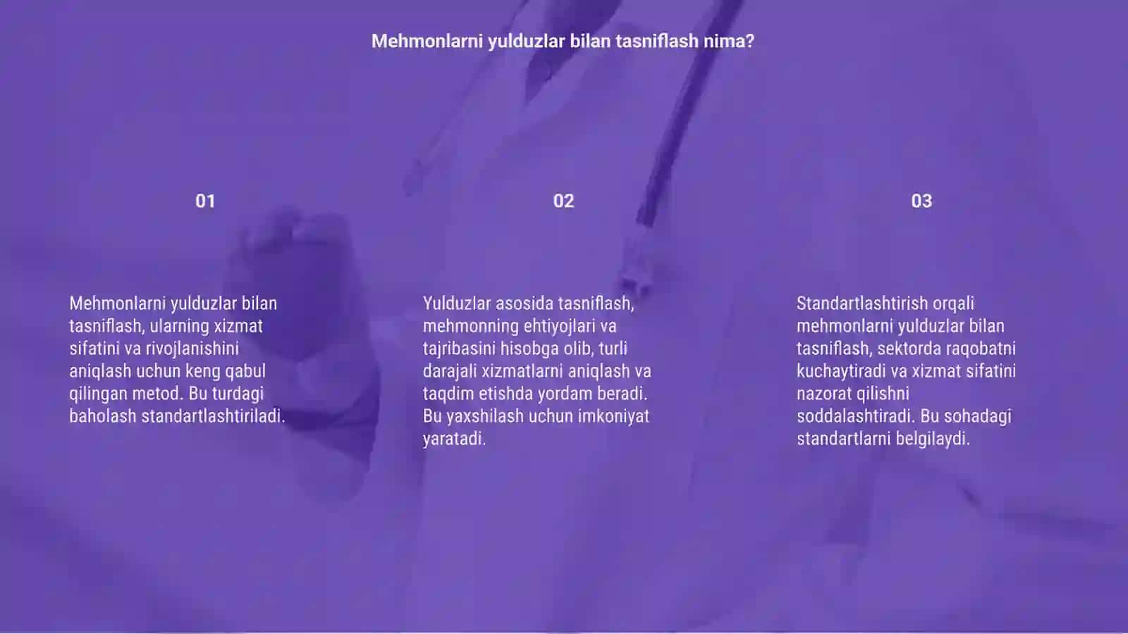 Mehmonlarni yulduzlar bilan tasniflash va standartlashtirish 3