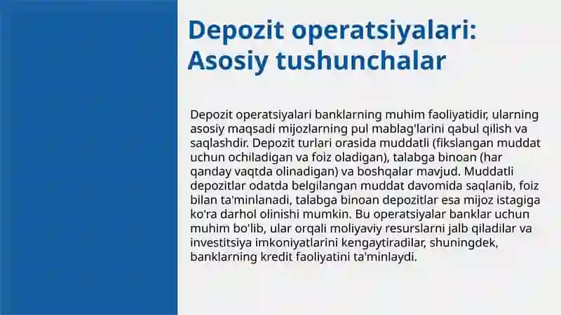 Depozit va Nodepozit Operatsiyalar 3