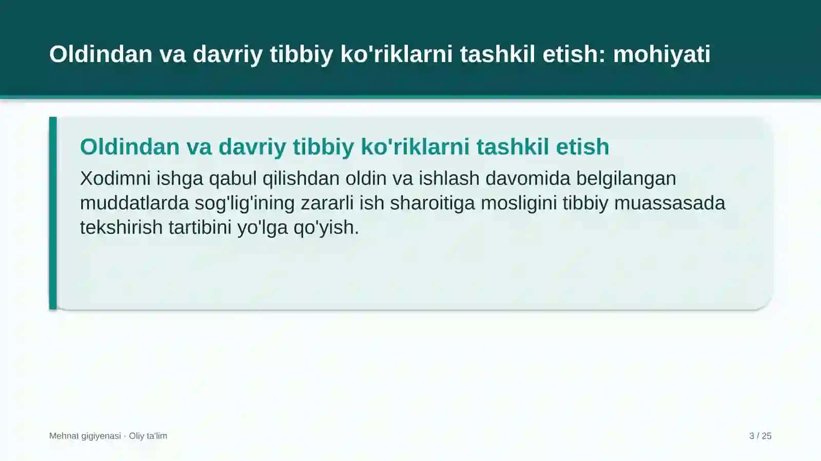 Ko'rgazma-yarmarkalarda oldindan va davriy tibbiy ko'riklarni tashkil etish 3