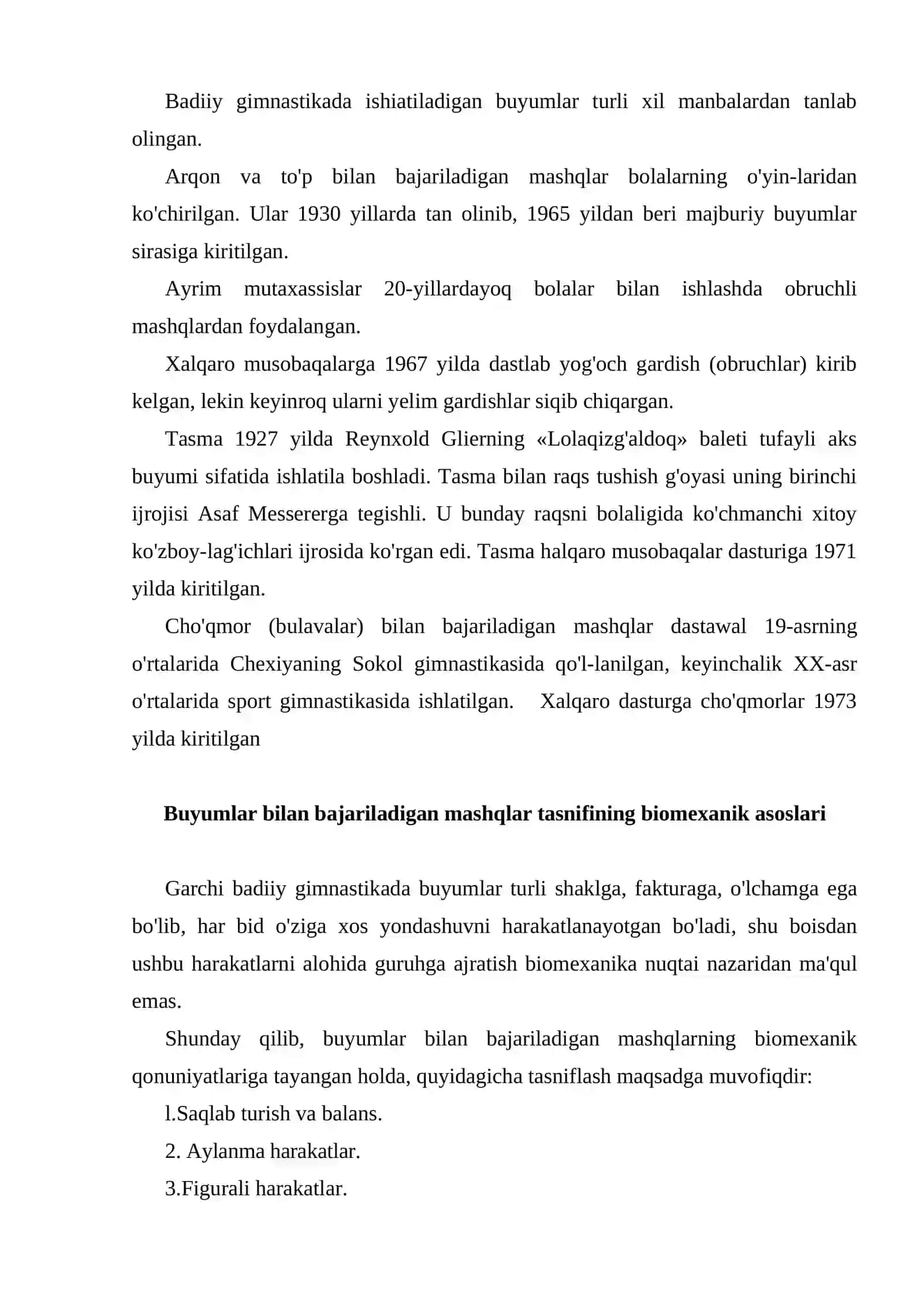 Badiiy gimnastikada buyum bilan bajariladigan mashqlar va ularning alohida xususiyatlari 3