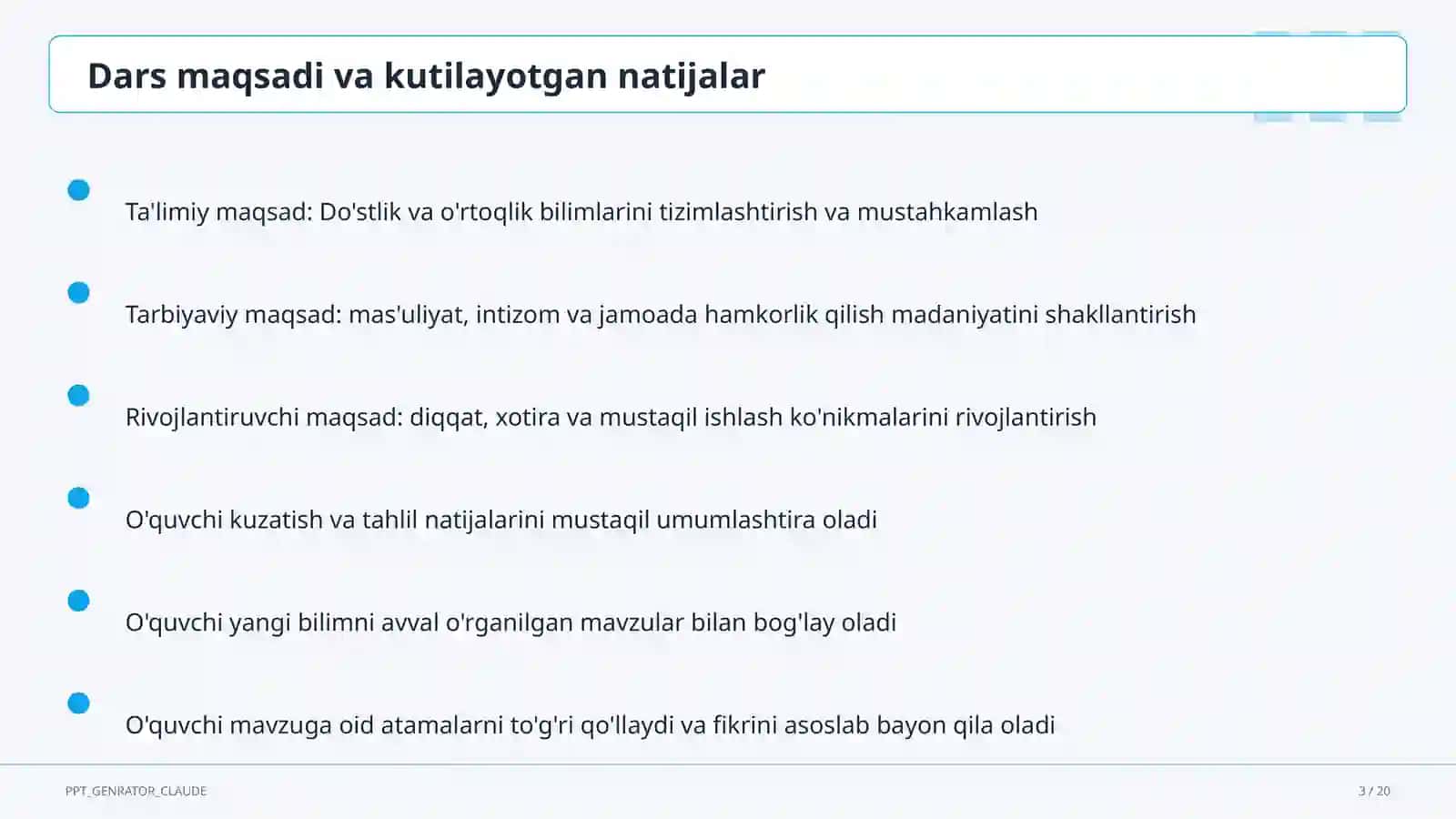 Do'stlik va o'rtoqlik (2-sinf) 3