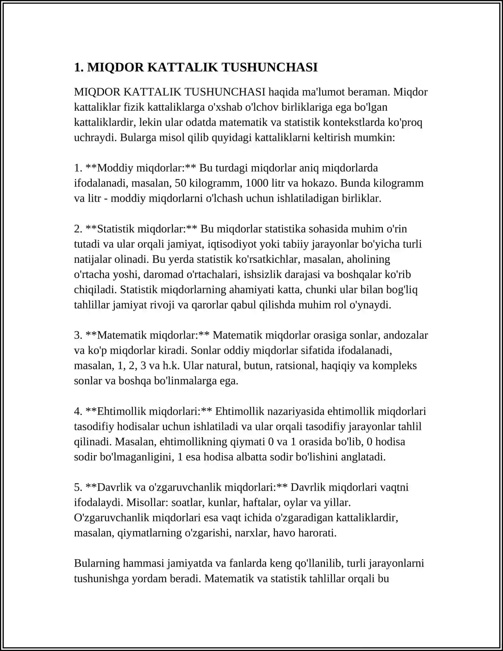 MIQDOR KATTALIK TUSHUNCHASI 3