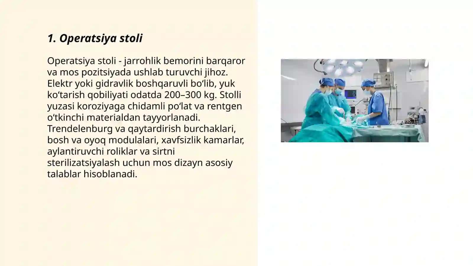 Xirurgiya bo'limi asosiy jihoz va anjomlari 3