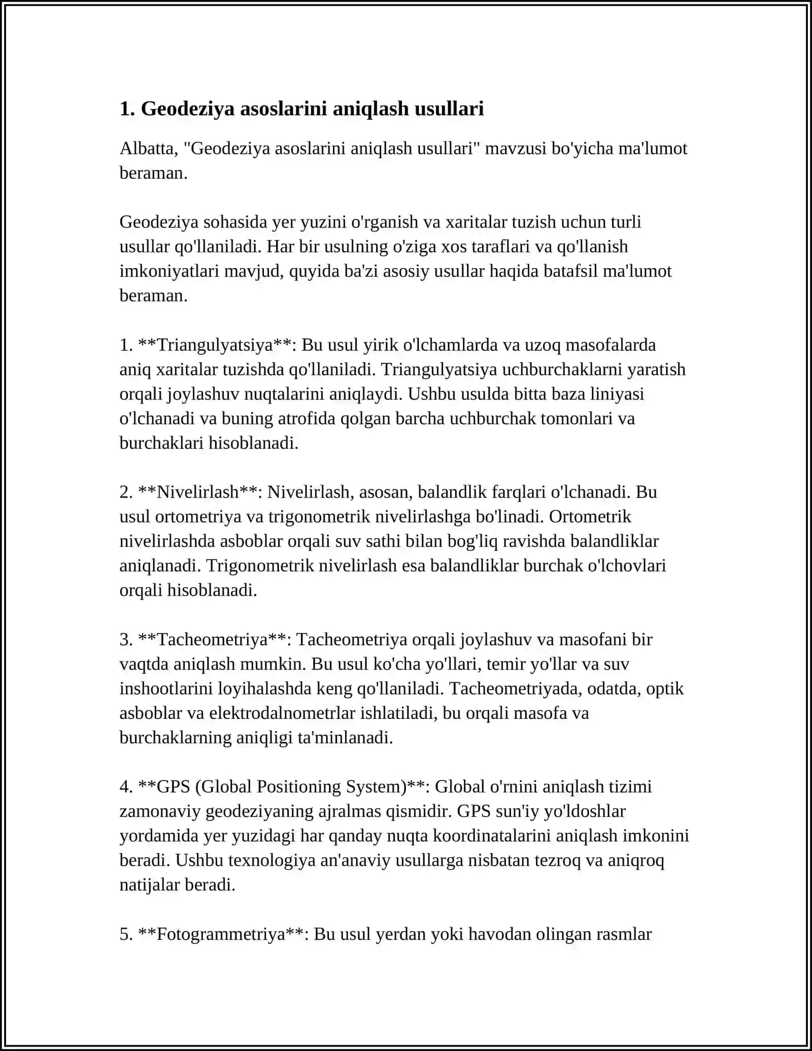 INJENERLIK GEODEZIYASII GIODEZIYIK ASOS ANIQLIGI VA UNI YARATISH USLARII 3