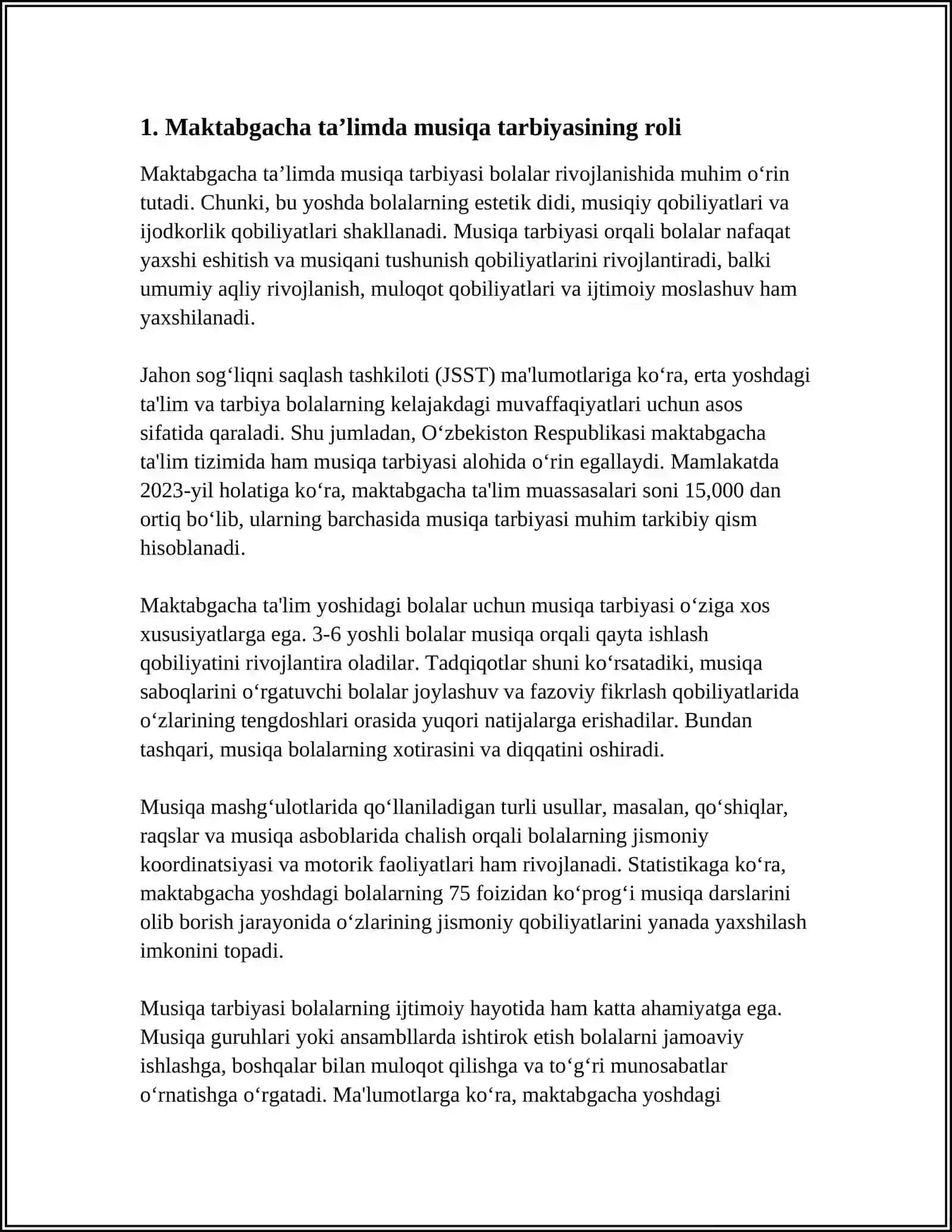 MAKTABGACHA TA’LIM MUASSASALARIDA MUSIQA TARBIYASINING AHAMIYATI MASHGʻULOTLARINING XUSUSIYATI VA TUZILISHI 3