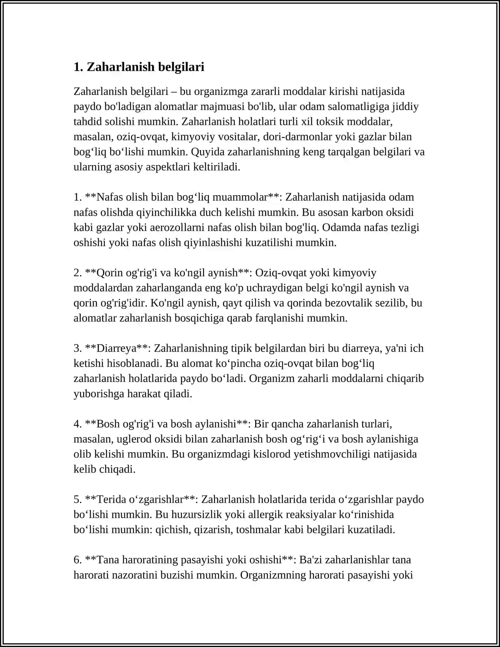 DORILAR BILAN ZAXARLANISHDA BIRINCHI YORDAM BERISH 3
