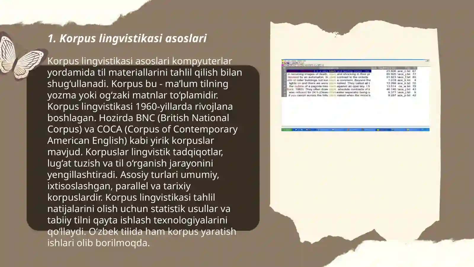 Corpus lingvistika: Elektron matnlar to‘plami yaratish va ularni tahlil qilish 3