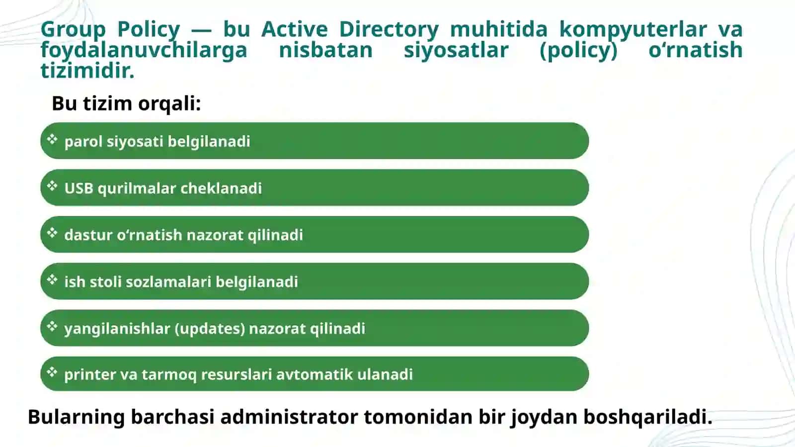 Guruh siyosati(Group policy) 3