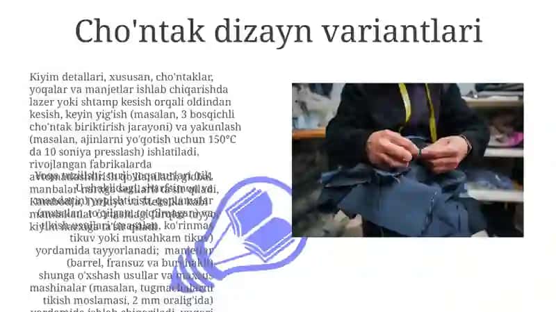 Kiyim bo'laklari (yoqalar, taqilmalar va cho'ntaklar)ni tayyorlash texnologiyasi 3