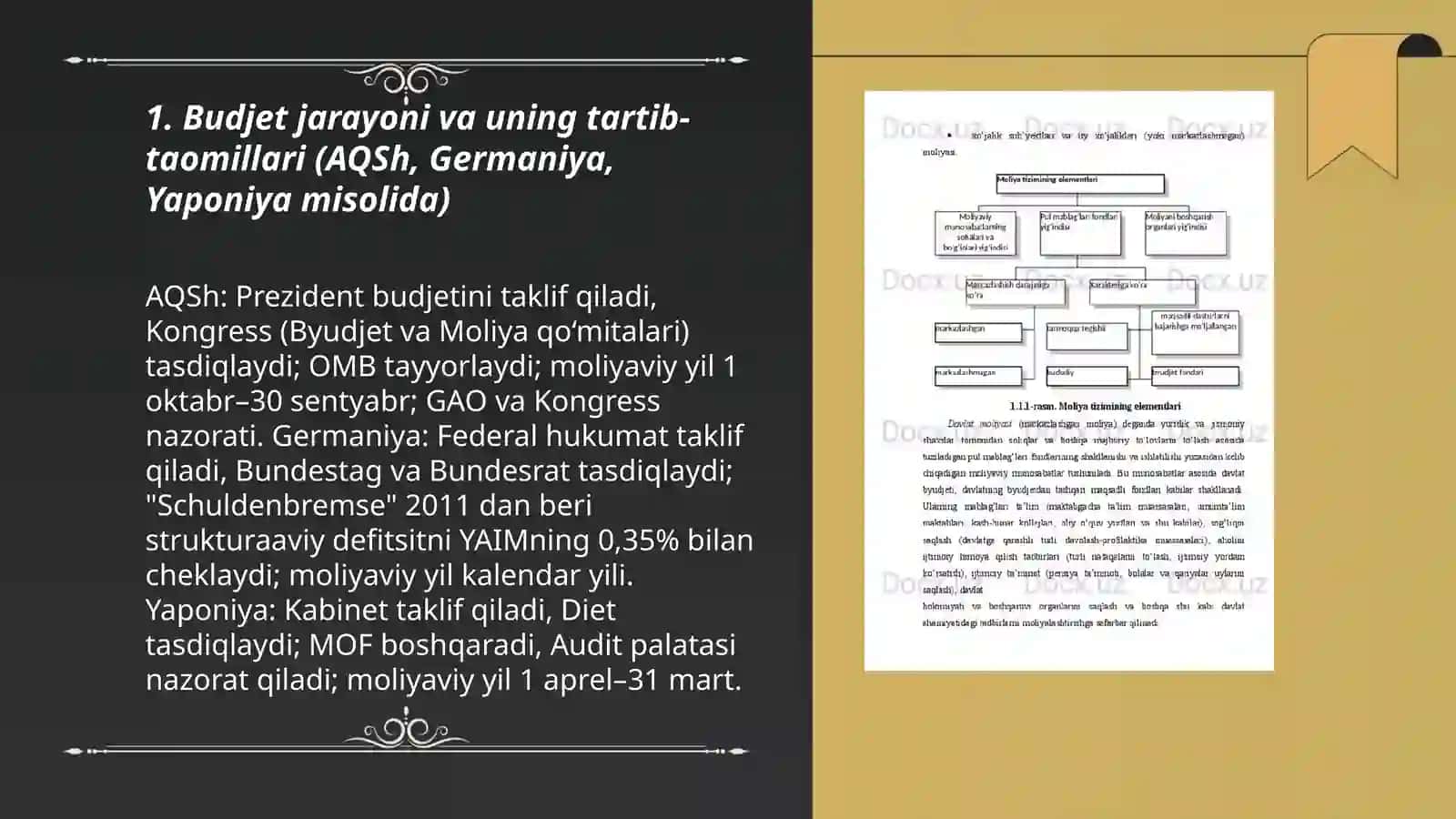 Rivojlangan davlatlar tajribasida davlat moliyasini boshqarish (masalan, AQSh, Germaniya, Yaponiya tajribasi) 3