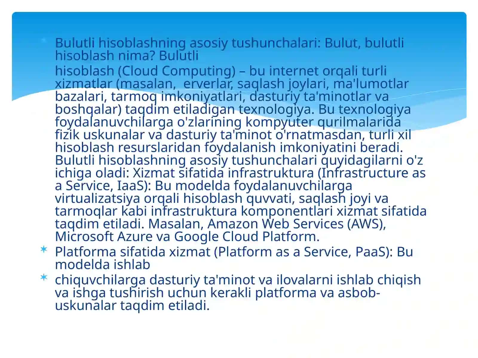 Bulutli hisoblash texnologiyalari  va zamonaviy axborot texnologiyalar 3