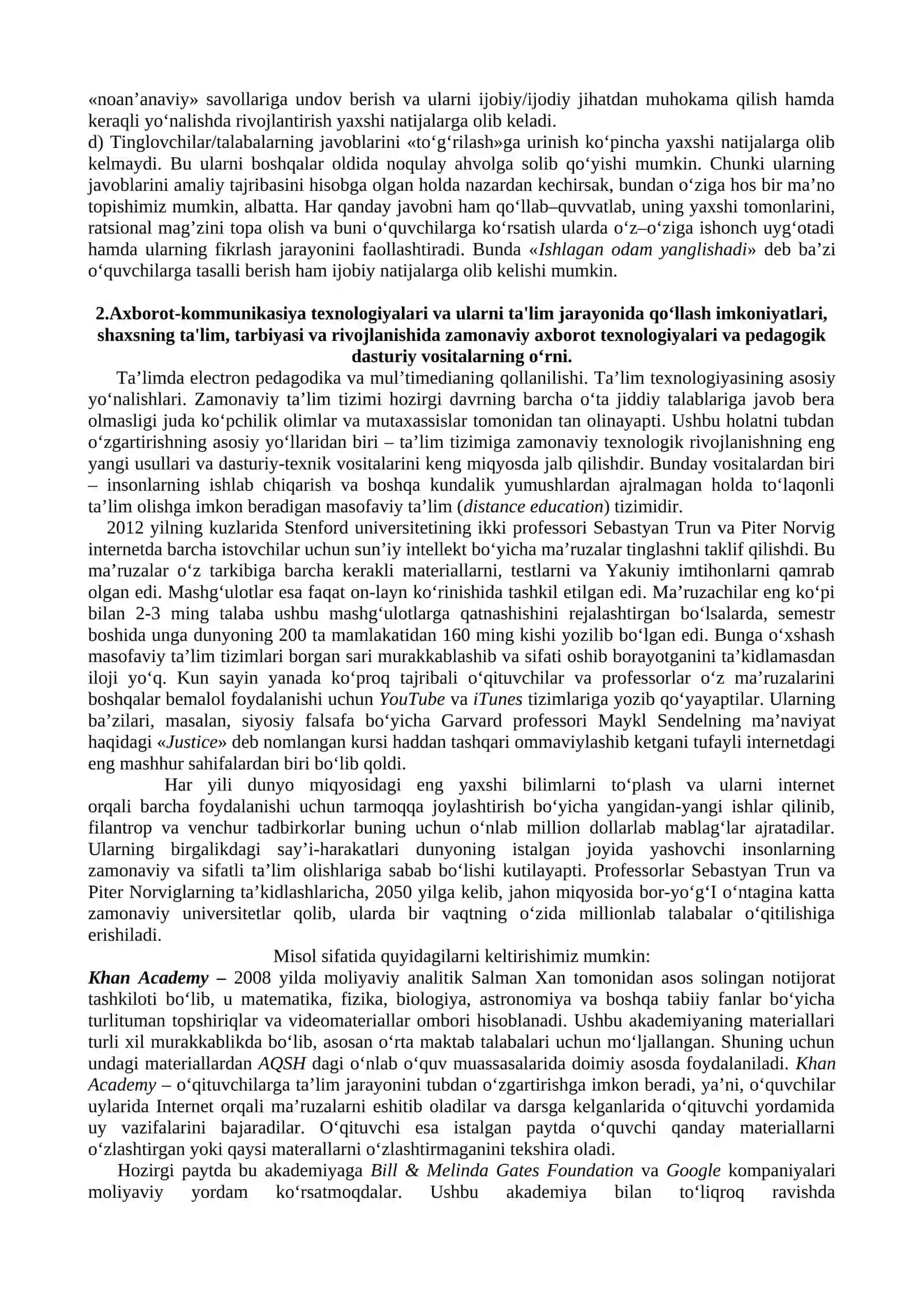 15-MA’RUZA: ELEKTRON PEDAGOGIKA VA UNING O‘ZIGA XOS XUSUSIYATLARI. (2 SOAT) 3
