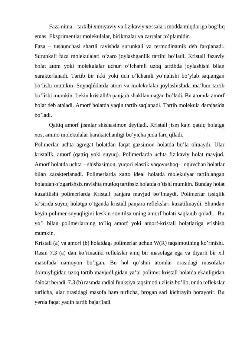 Amorf polimerlar tuzilishi va xossalari 3