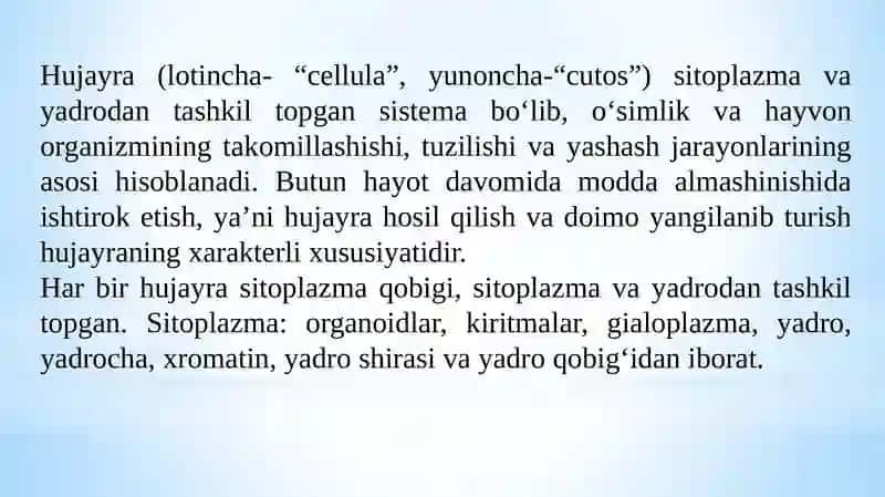 O‘simlikhujayrasining tuzilishi va rivojlanishi bosqichlari 3