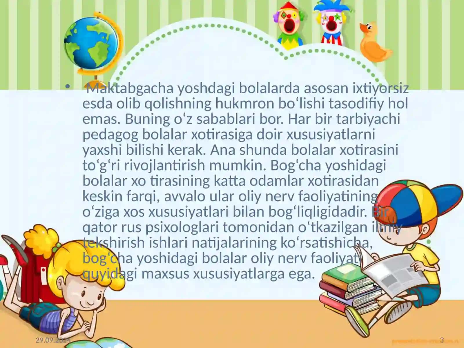 BOG’CHA YOSHDAGI BOLALARDA XOTIRANING RIVOJLANISHI 3