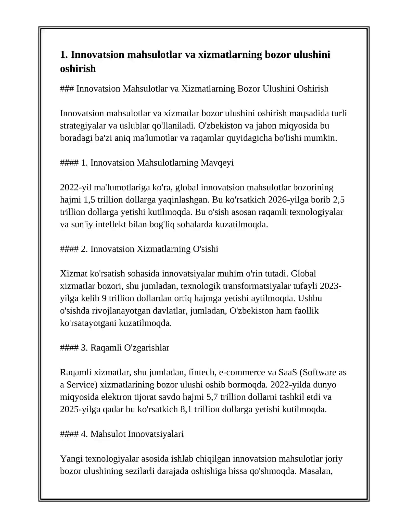 Innovatsion mahsulotlar va xizmatlarning bozor ulushini oshirish 3