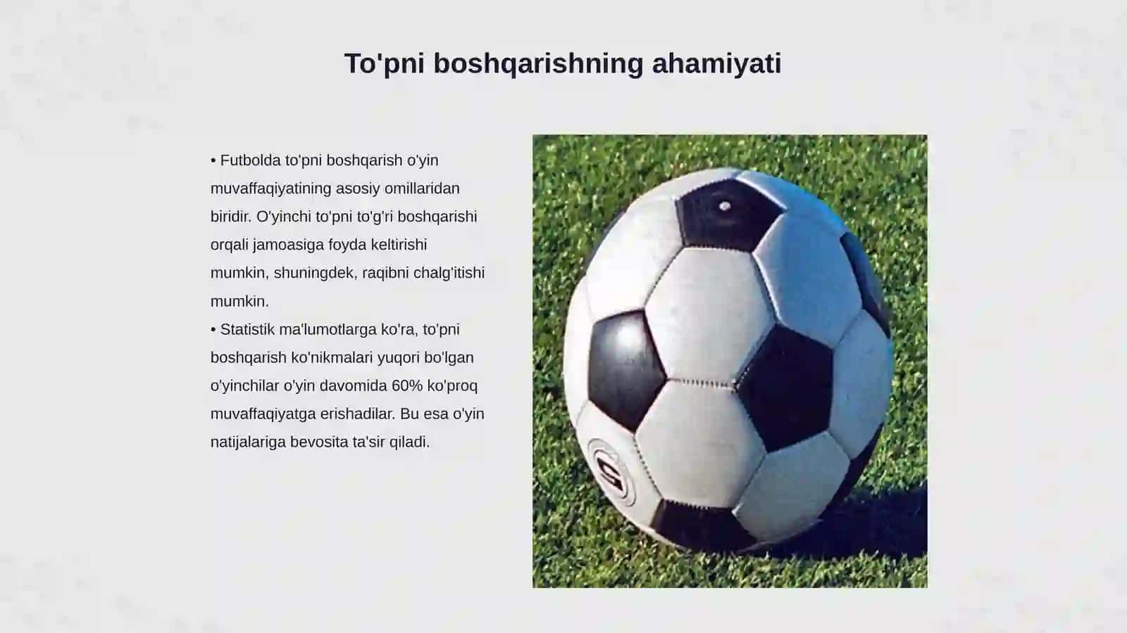 Futbol oʻyinda toʻpni boshqarishni oʻrgatish 3
