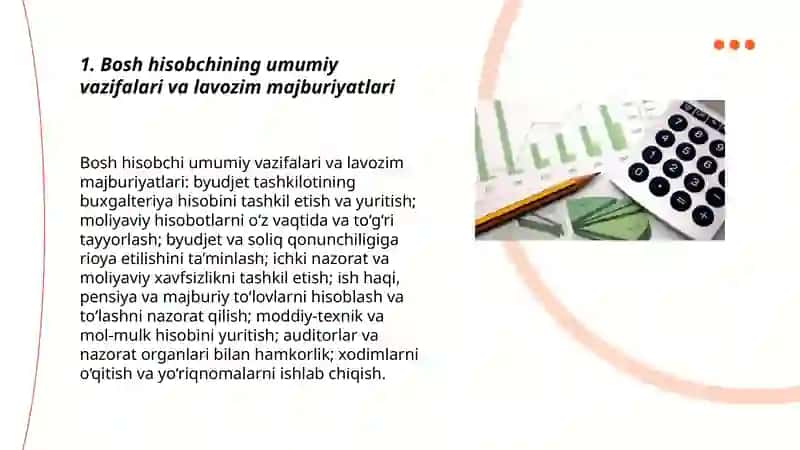 Budjet tashkiloti bosh hisobchisining majburiyatlari, huquqlari va javobgarligi 3