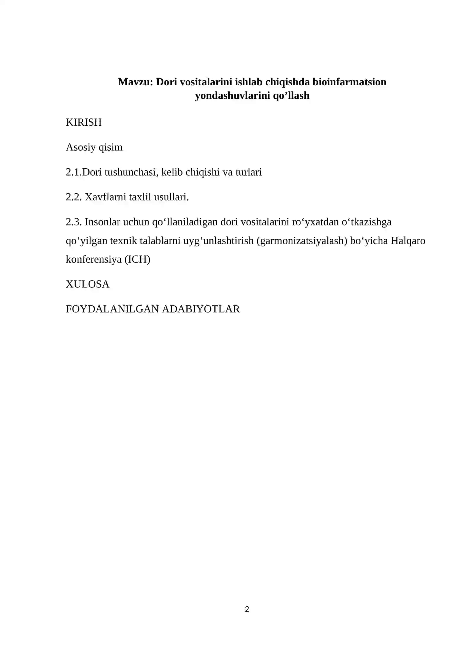 Dori vositalarini ishlab chiqishda bioinfarmatsion yondashuvlarini qo’llash 3