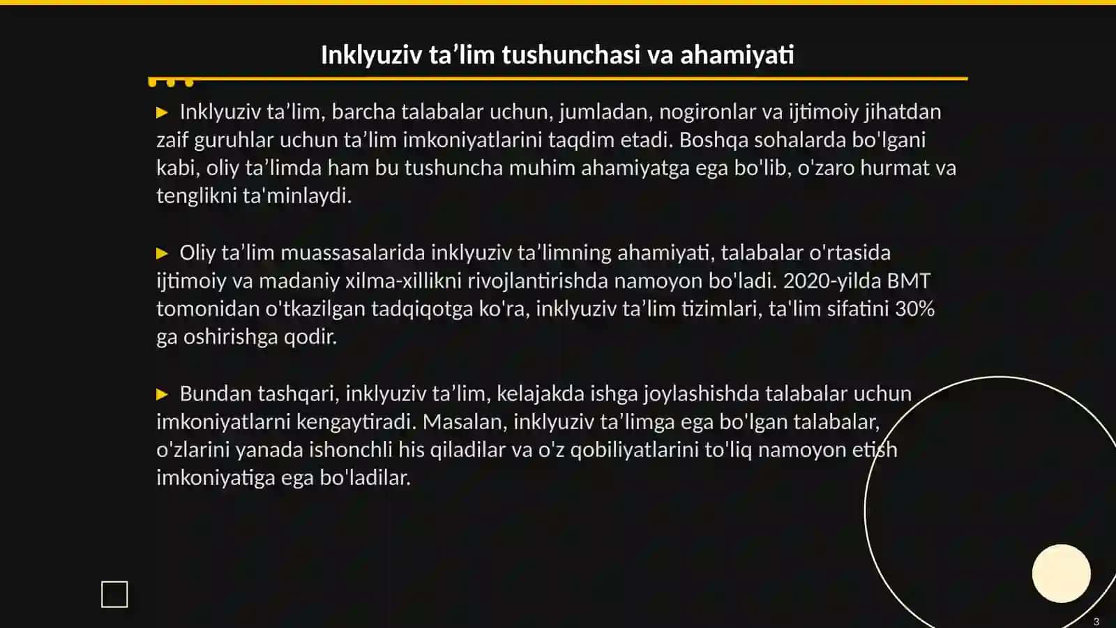 Oliy taʼlim muassasalarida inklyuziv taʼlimni rivojlantirish.muammo va yechimlari 3