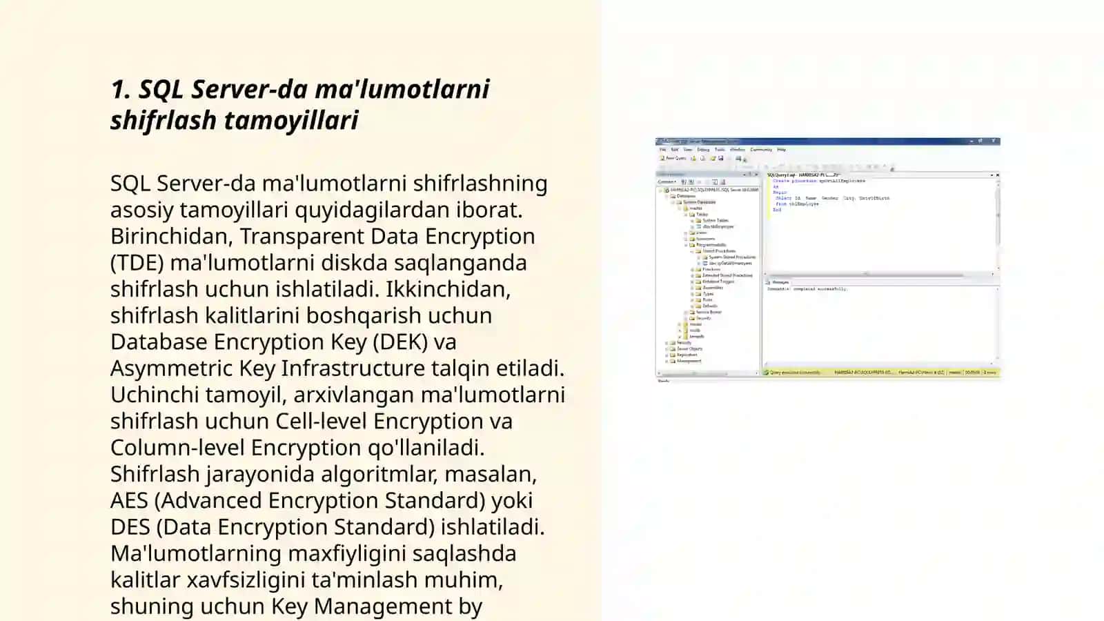 SQL Server-da ma'lumotlarni shifrlash tamoyillari 3