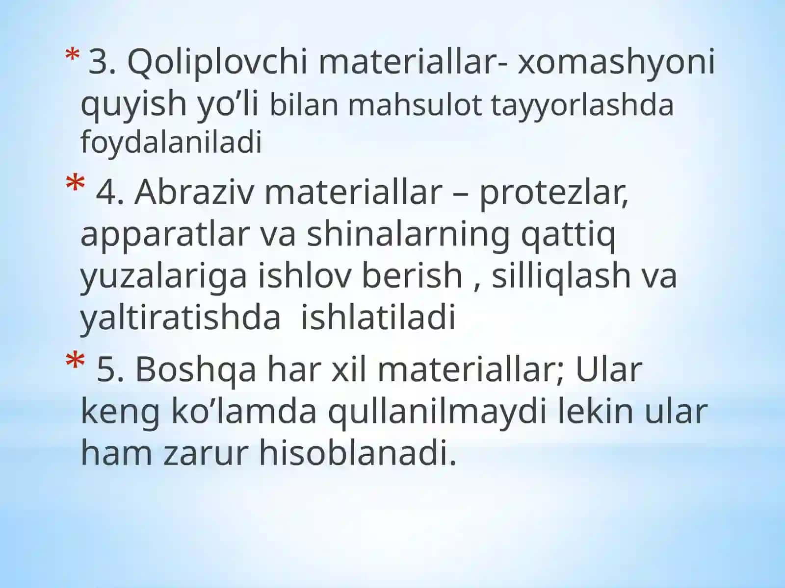 Tish sozlash texnikasida ishlatiladigan qushimcha xomashyolar 3