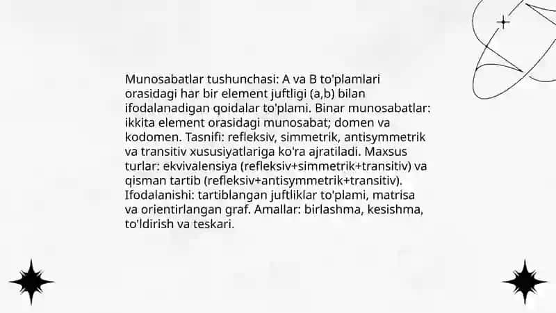 Munosabatlar. Binar munosabatlar 3