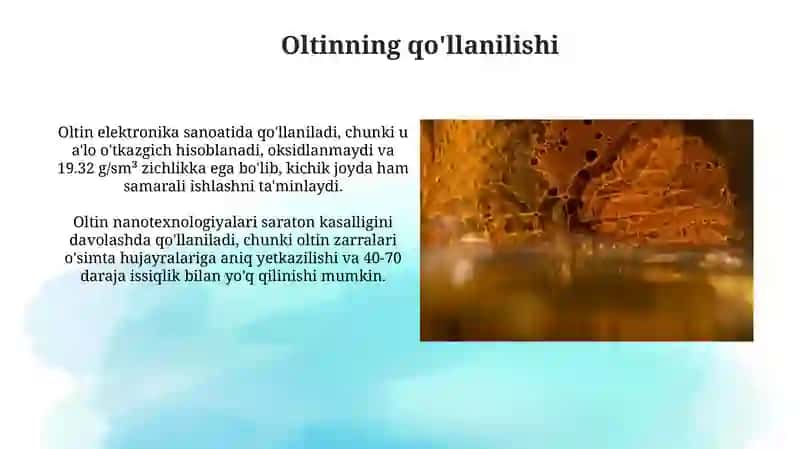 Oltinning qo'llanilishi 3