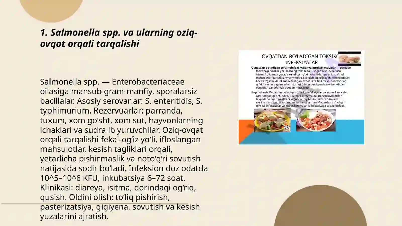 Salmonella spp. va ularning oziq-ovqat orqali tarqalishi 3