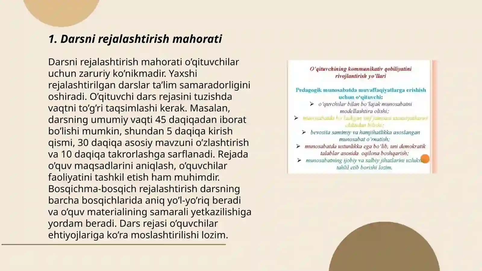 Darsni rejalashtirish mahorati 3