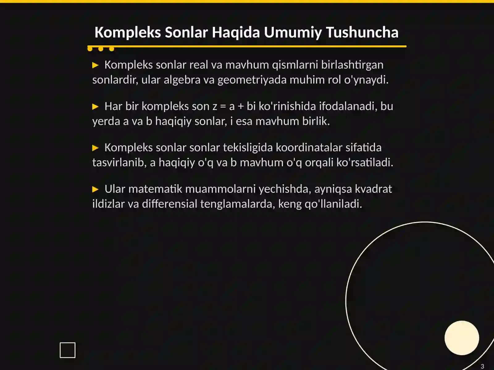 Kompleks Sonlar Ketma-ketligi va Qatorlari 3