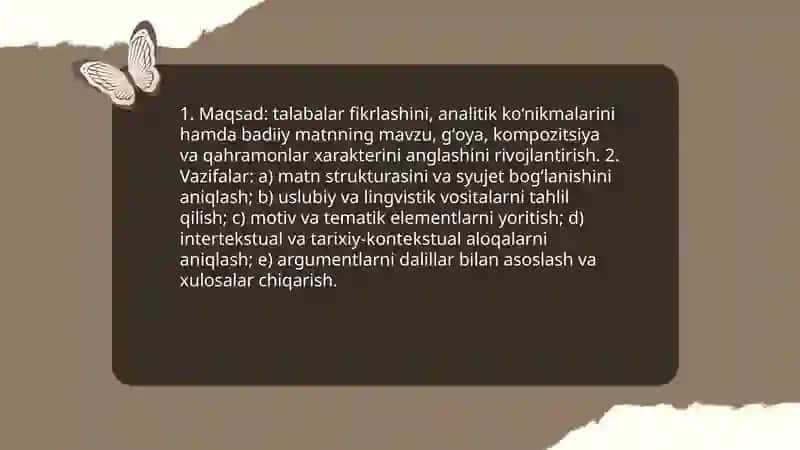 Badiiy asar tahliliga oid qo'shimcha savol va topshiriqlar tizimini ishlab chiqish 3