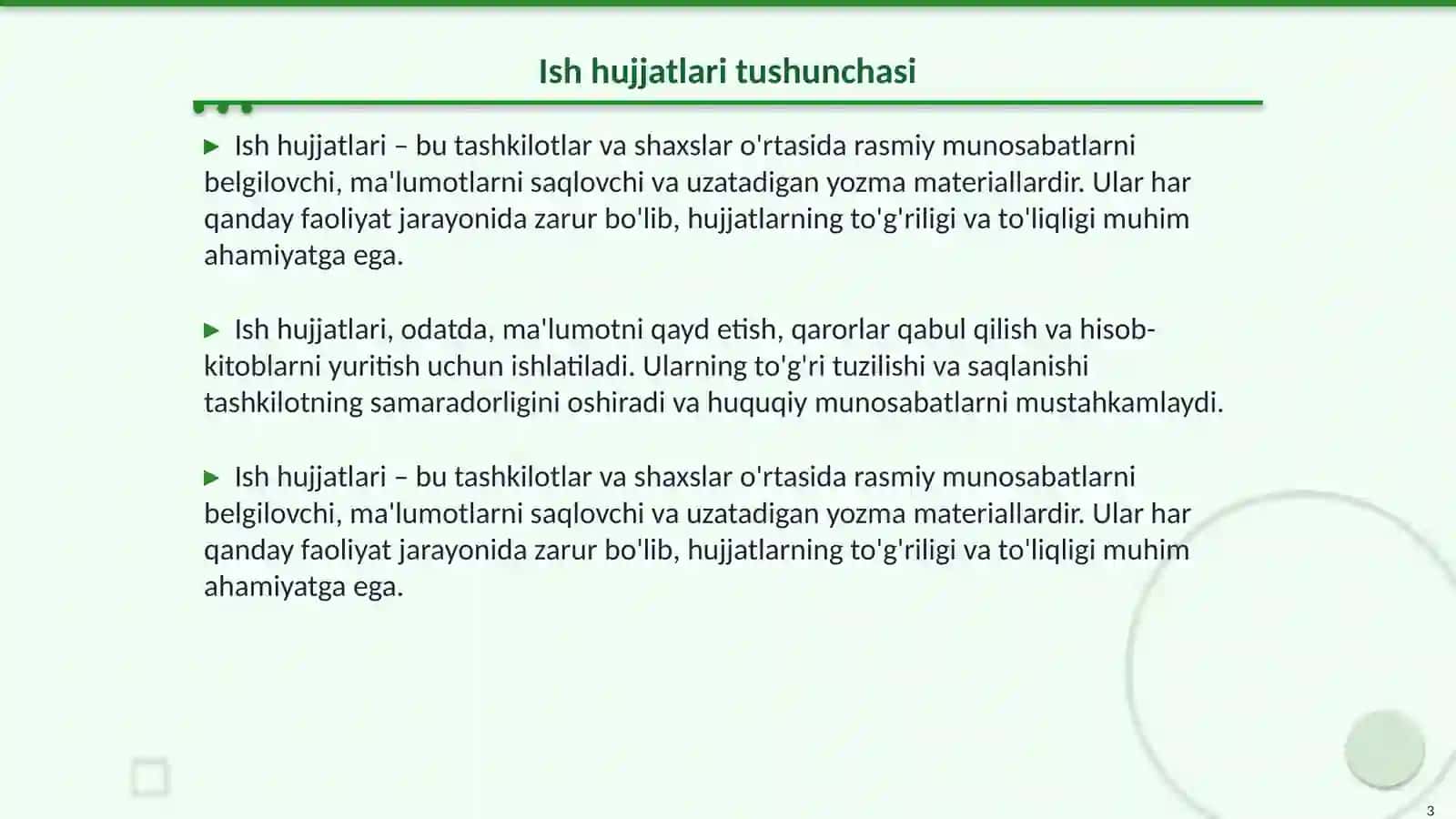 Ish hujjatlari va ularga qoʻyiladigan asosiy talablar 3